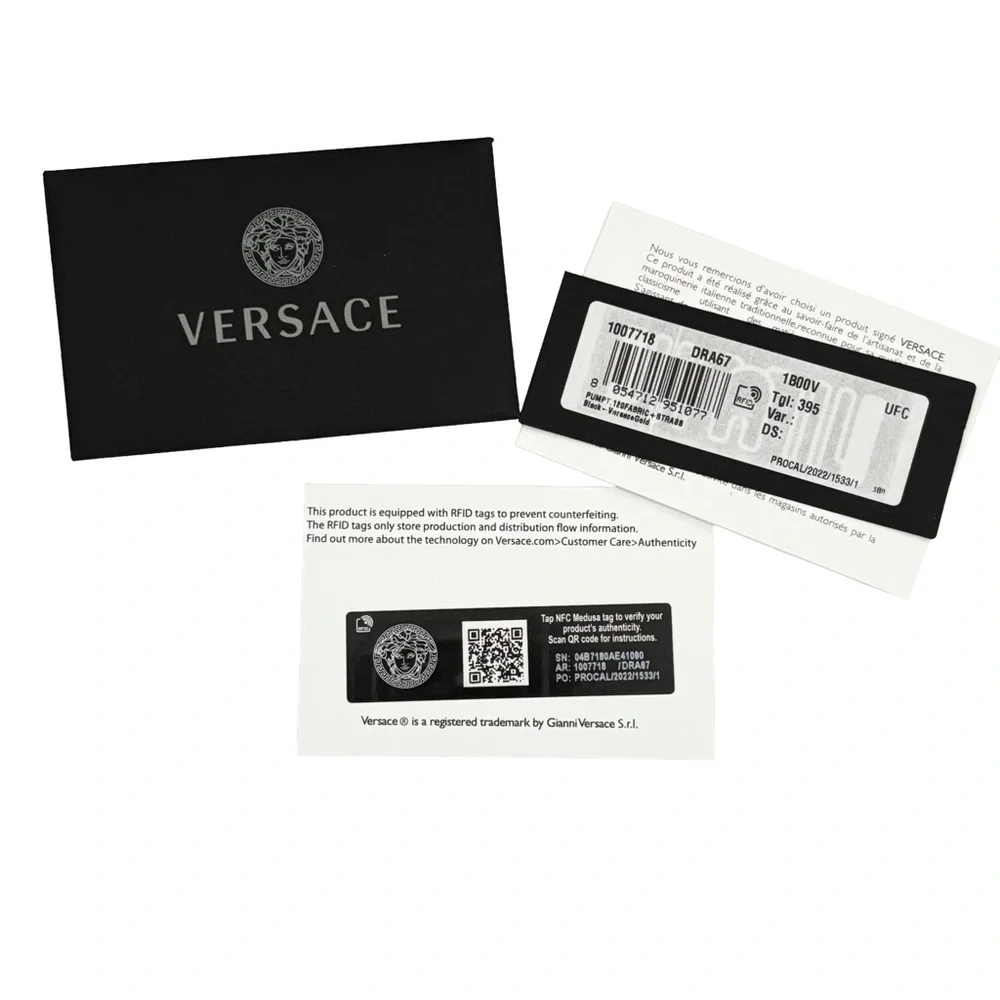 Versace Medusa Aevitas Black Satin Pumps Platform Crystal Heel EU 39.5 US 9.5